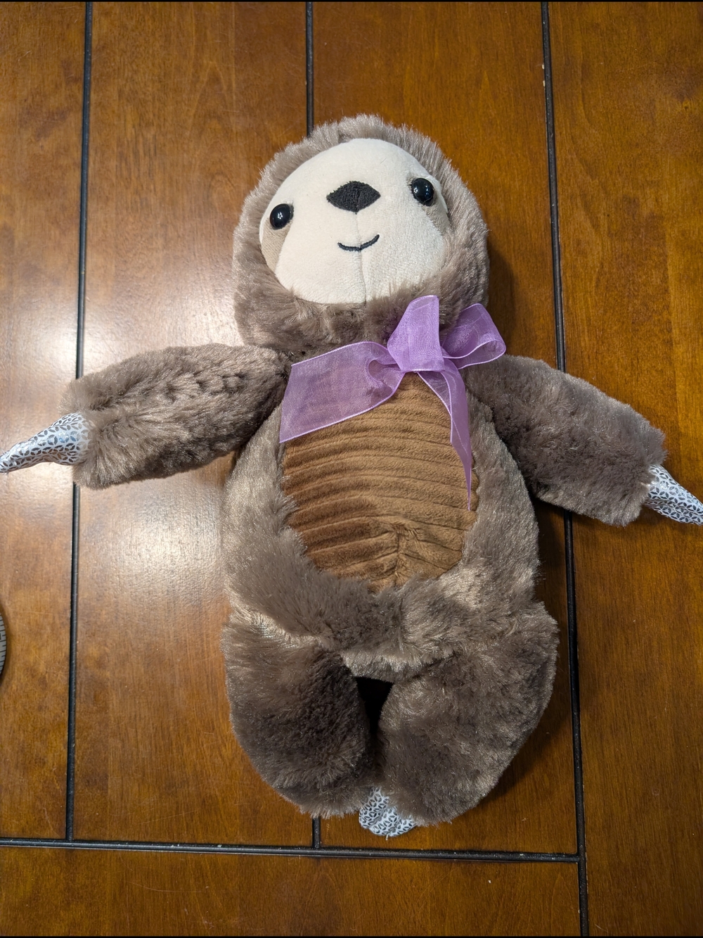 Plush Sloth Stuffed Animal | Purple Bow | ~12"